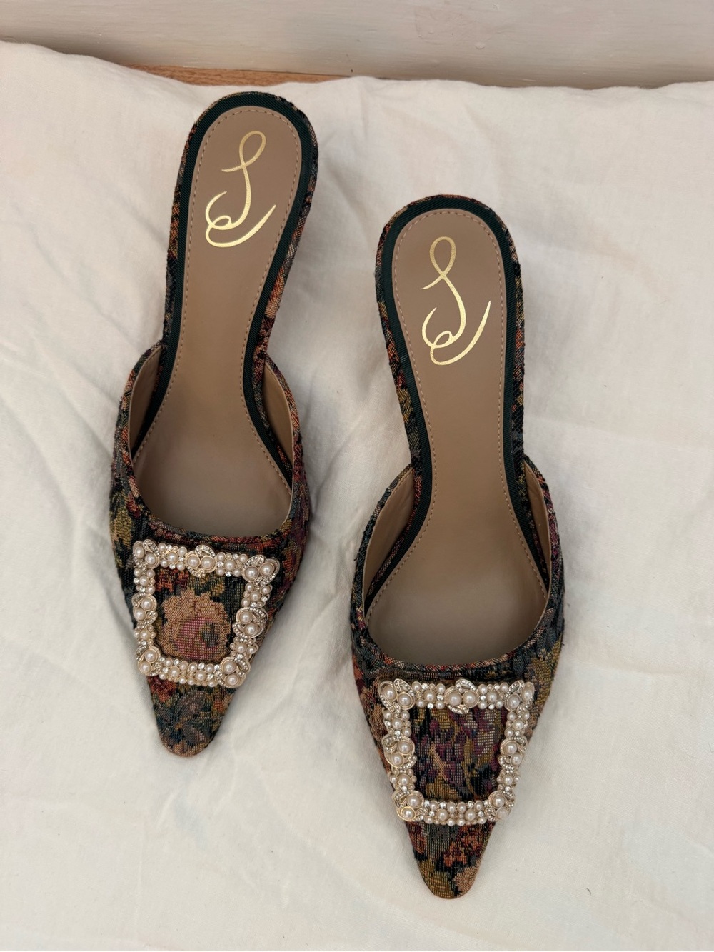 Sam Edelman Multicolor Tapestry Pearl-Buckle Pointed Mule - Picture 2 of 7